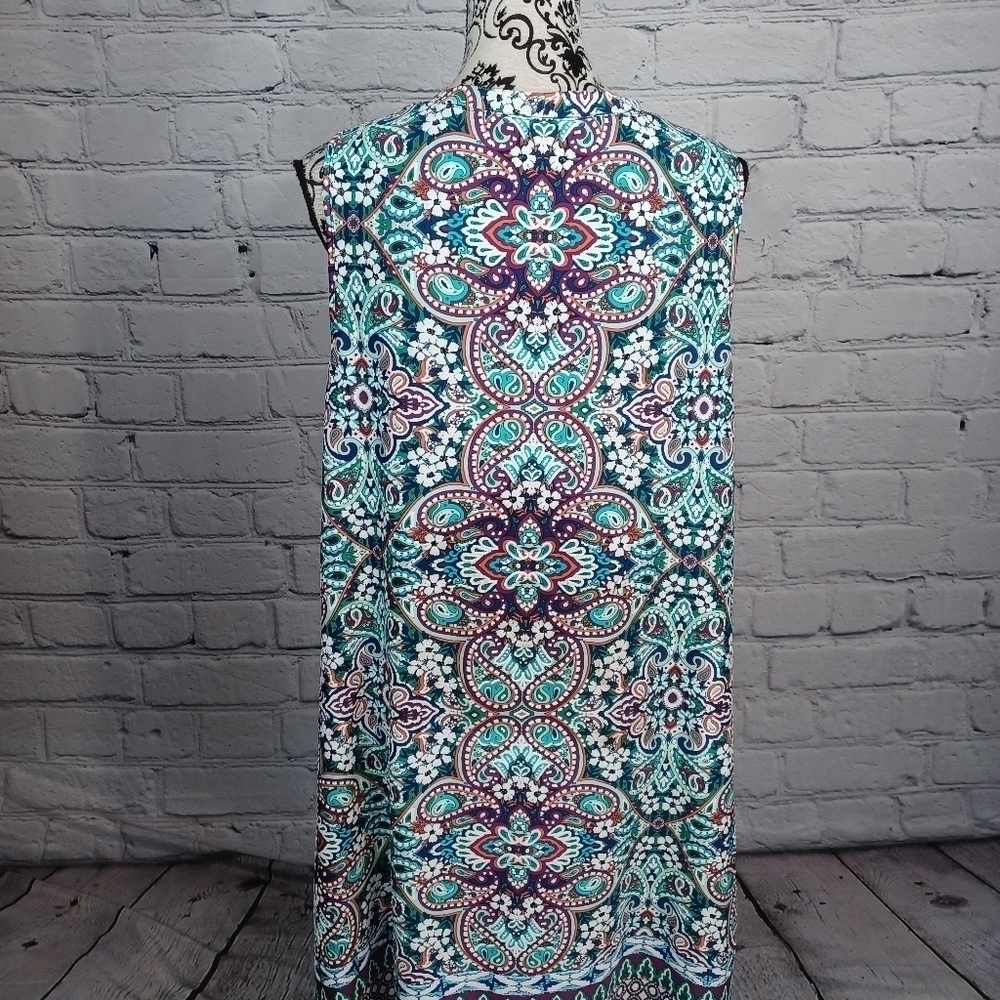 Apt 9 womens sleeveless stretch knit paisley print size large popover dress b11 - Picture 9 of 9